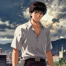 shinji ikari, gta iv art style, semi realistic anime