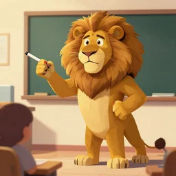 anthropomorphic Lion as teacher, artstation