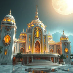 bright sleek solarpunk palace exterior, extreme opulence, realistic, high detail, utopia, cinematic, futuristic, highly detailed hyperornate