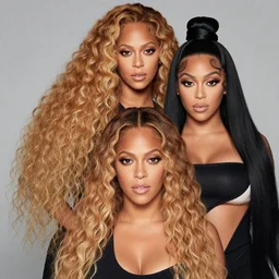 portrait of beyonce and lil kim in the style of roberto ferri