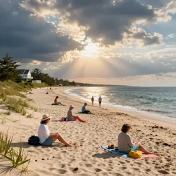 People relaxing at Whitecrest Beach in Cape Cod