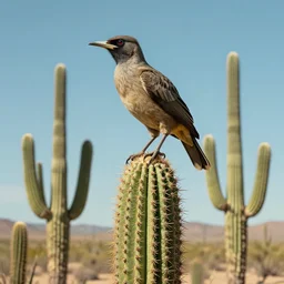 A Dodo bird perched atop a Saguaro cactus in the desert, full body, digital art, trending on Artstation, high detail, sharp focus, illustration, art by artgerm and greg rutkowski and alphonse mucha.