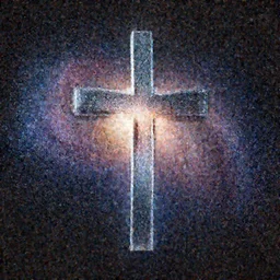 a picture of a galaxy sized metallic cross floating in space