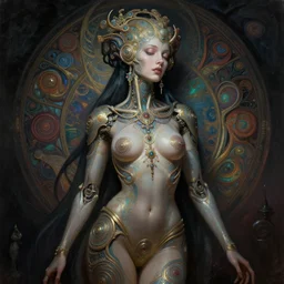 extremely psychedelic beautiful cyborg queen of lsd. intricate, elegant, highly detailed, extremely lifelike photorealistic digital painting, artstation. steichen, gaston bussiere, tom bagshaw, cyberpunk alphonse mucha. dark pallet, melancholy. anatomically correct in every way. sultry.