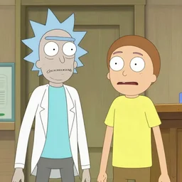 Rick and Morty drawn like anime from 2020, studio trigger,