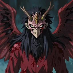 4K headshot of mothman with a and bloody clothes with giant wings , intricate face , flawless anime cel animation by Kentaro Miura,psychedelic , highly detailed upper body , professionally post-processed , beautiful, scary, symmetry accurate features, epic, octane rendered, anime masterpiece, accurate