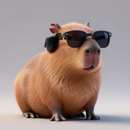 3d render of a stylized capybara wearing sun glasses, featured in artstation, zbrush, marmoset toolbag