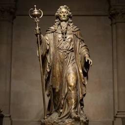 a statue of Ian McKellen as an alchemist