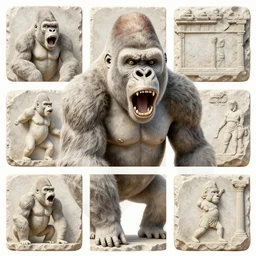 wailing gorilla, ancient roman stone collage