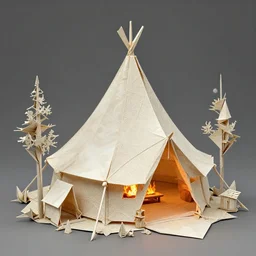 origami fire camp, roast, tent, fantasy, intricate, elegant, highly detailed, digital painting, artstation, concept art, smooth, sharp focus illustration, art by afshar petros and krenz cushart and artem demura and tony sandoval
