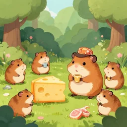magical garden of cheese and hamsters, digital art