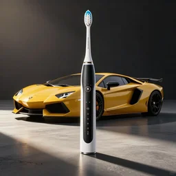 a promotional ad of an electric toothbrush made by Lamborghini