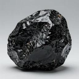 piece of glossy dark black ore with scratches and imperfections, unreal reander, insane detailed, ray tracing, 4 k, no noise