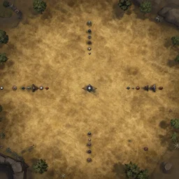 top down overhead bird's eye view!!! | | digital painted barren field virtual tabletop battle map, d & d, dungeondraft, roll 2 0, by greg rutkowski, trending on artstation