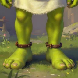 shrek has giant feet, highly detailed, digital painting, artstation, concept art, smooth, sharp focus, illustration, art by artgerm and greg rutkowski and alphonse mucha