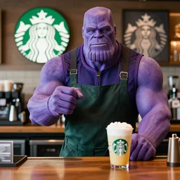 Thanos as a Starbucks barista