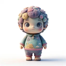 pastel rag doll, stylized 3d render, isolated on a pure white background, centered, entire object in frame, sharp focus, soft studio lighting