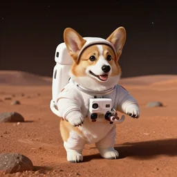 a corgi astronaut on mars, high quality digital art