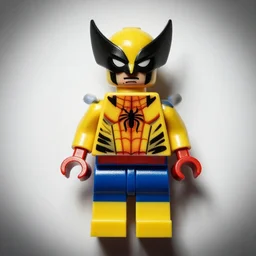 wolverine::Spider-man, vinyl toy figurine, 4k, top down lighting, lego hands