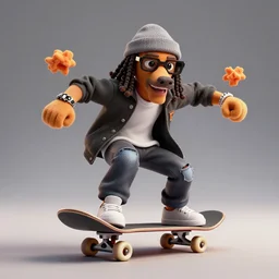 Snoop Dog on the skateboard, octane render, V-Ray, blender, studio lighting, 8k, trending on ArtStation,
