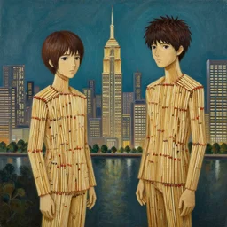 a beautiful painting of a city made from matchsticks by marc simonette and alexander jansson, junji ito, concept art