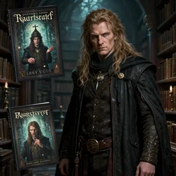 heroic urban fantasy character study, modern occultist, realistic sharp details, magical realism, rpg book portrait, haunted library background, by greg rutkowski and larry elmore