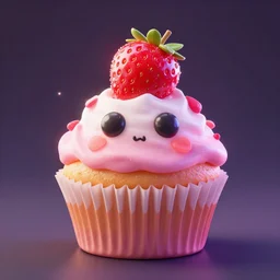 strawberry alien cupcake, stylized, fantasy, sparkling, octane render, sylvain sarrailh