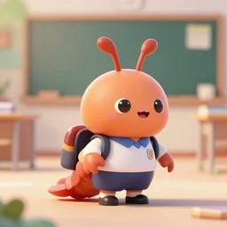 cute isopod going to school, octane render, cute