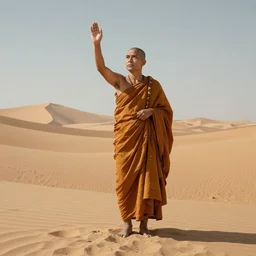 monk lost in the desert, searching for answers, concept art, finely detailed, elegant