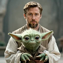 Ryan Gosling playing Yoda, cinematic photography, portrait, 35mm f1.8