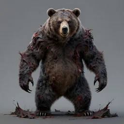 A bear that has been turned into a horrid undead monster, hyper-detailed, concept art