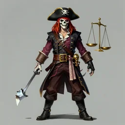 demon pirate captain, dead by daylight killer, scales of justice weapon, character portrait, trending on artstation