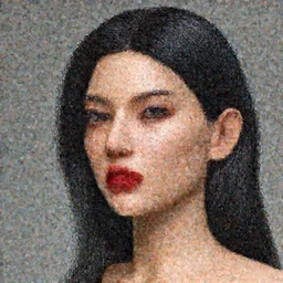 portrait, beautiful, woman, black hair, red lips with zbrush