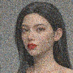 portrait, beautiful, woman, black hair, red lips with zbrush