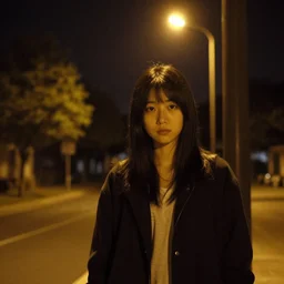 emo girl stood under a street light at night, 2006, flickr
