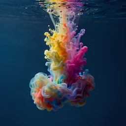 underwater ink, centered in the middle of the frame, liquified, highly detailed, vivid colors, photorealism, digital art, 3 d object, octane rendering, unreal engine, by alberto seveso