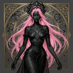 black pink, dark fantasy, intricate, elegant, highly detailed, digital painting, artstation, concept art, matte, sharp focus, illustration, art by artgerm and alphonse mucha