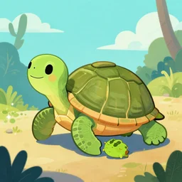 A magical turtle goes on an adventure