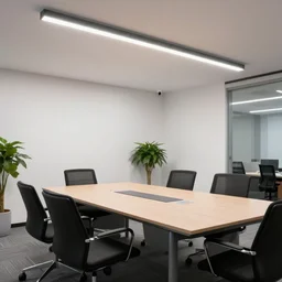 office meeting room with led strip lighting, realistic, photography, ledspace, home and garden, houzz, highly detailed, 8k,