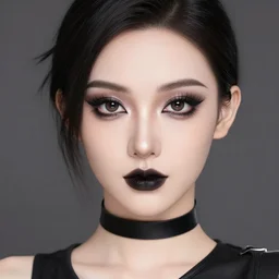 tracer overwatch wearing black choker, dark makeup, feminine facial features, detailed eyes, detailed face, 4 k,