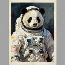 poster of a panda bear in a spacesuit by Alexander Rodchenko