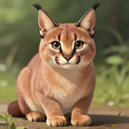 cute fluffy caracal in pants, facing the camera, anime art style, portrait, high detail, sharp focus, digital painting, artstation, art by hayao miyazaki.
