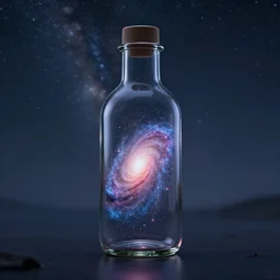 milkyway in a glass bottle, 4K, unreal engine, octane render