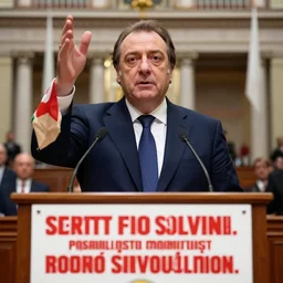 Matteo Salvini leading the communist revolution against the parliament