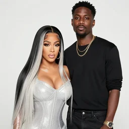 portrait of cardi b and offset in the style of roberto ferri