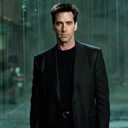 film still of jim carrey as neo in the movie matrix, photography