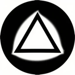 triangle inside circle, digital art, very sharp, symmetry 2 d, vector, black and white, basic shapes
