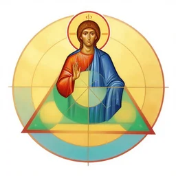 enough internet for today, triangle, golden ratio, cycles, very colorful, blasphemous orthodox icon