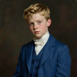 portrait painting ofa man about 2 8 years old, british, wearing a blue suit, short blond hair, very handsome, tired, confident unreal render cinematic lighting art 1 9 2 0 period drama by bussiere rutkowski andreas rocha