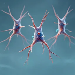3 d render of neurons connecting and transmitting information